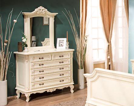 Комод и зеркало Роял | Цвет: Слоновая кость