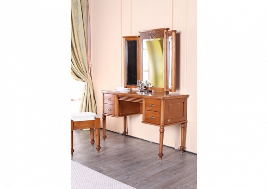 Туалетный стол с зеркалом и пуфом Бурбон | Цвет: Ciliegio Scuro