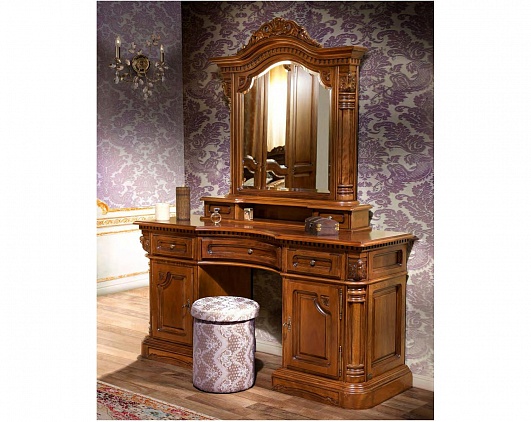 Туалетный стол с зеркалом и пуфом Кристина