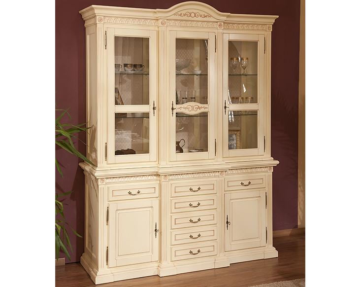 Витрина 3-х дверная Венеция | Цвет: Слоновая кость - купить в Maple Wood