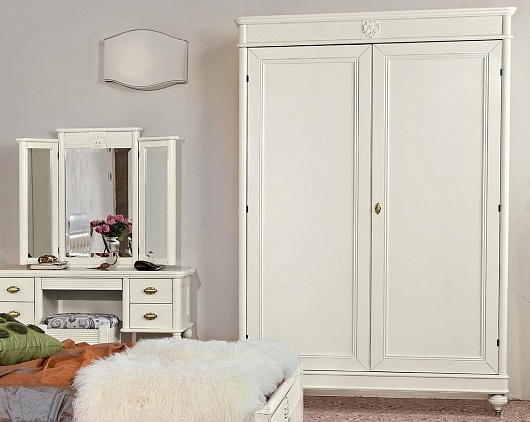 Шкаф 2-х дверный Бурбон BJ843 | Цвет: Слоновая кость